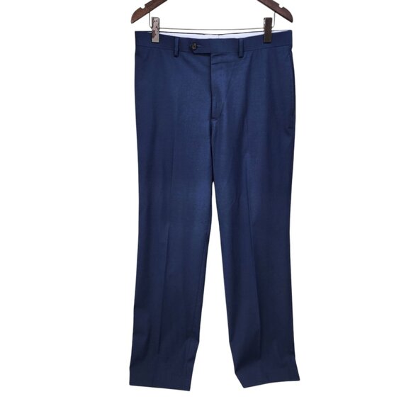 Ralph Lauren Mens Blue Wool Blend Trousers 34 x 32 Flat Front Button Closure‎ - Picture 1 of 10